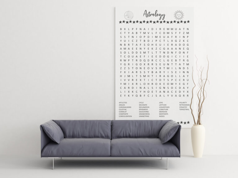 Astrology Word Search II | Word Search Wall Art Printable Poster | 5 Different Common Used Sizes |